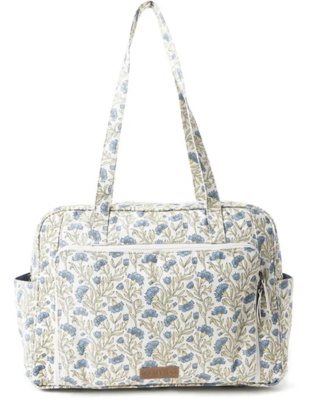 Myra Diaper Bag Royal Damask Blue Floral Canvas Tote (missing changing pad)